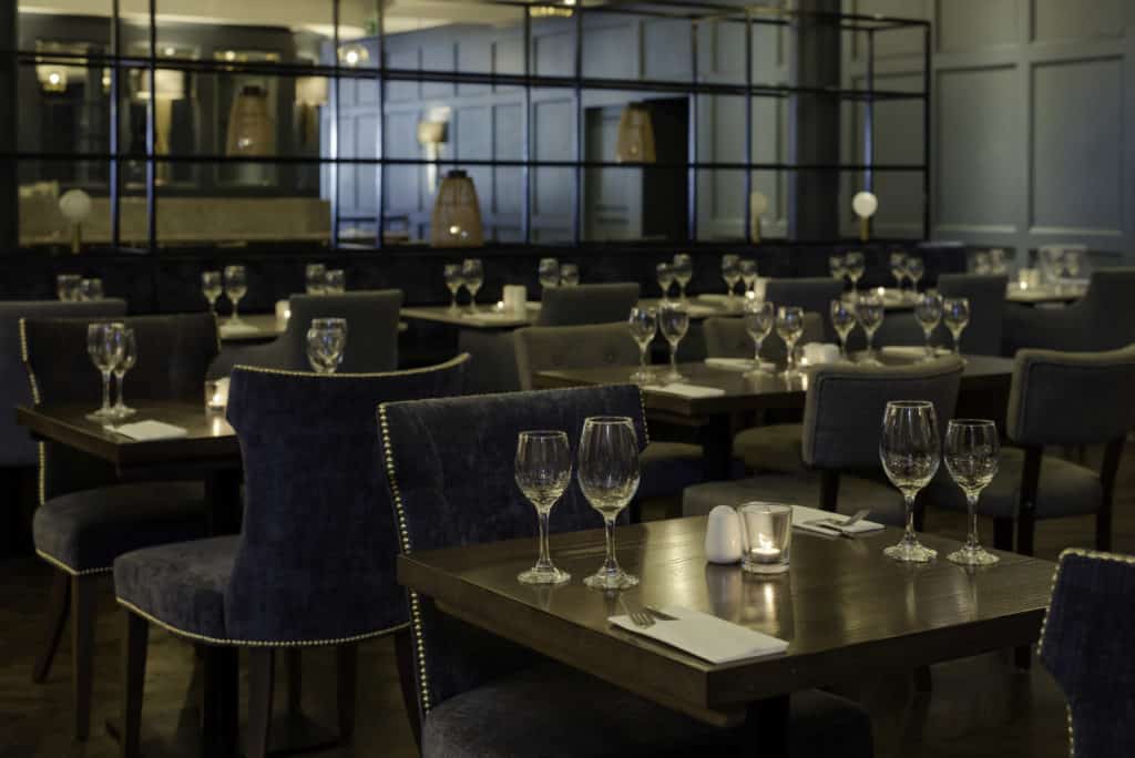 Viking Hotel Restaurant Evening table set for dinner