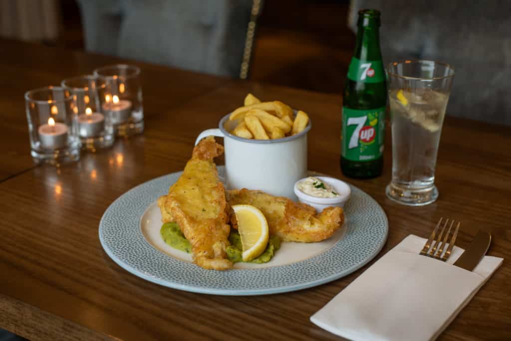 Viking Hotel fish and chips with soft drink