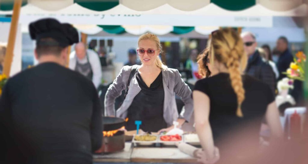 Woman at stall at festival