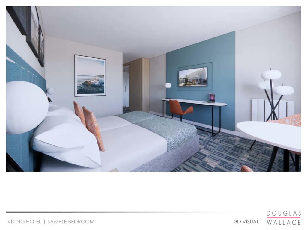 An artists impression of Viking Hotel Sample Bedroom Concept