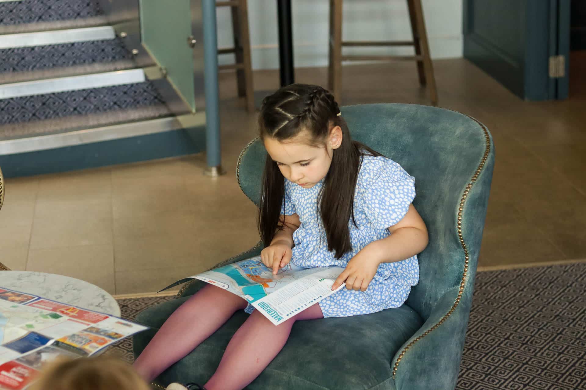 Child reading local Waterford maps in Viking Hotel Waterford