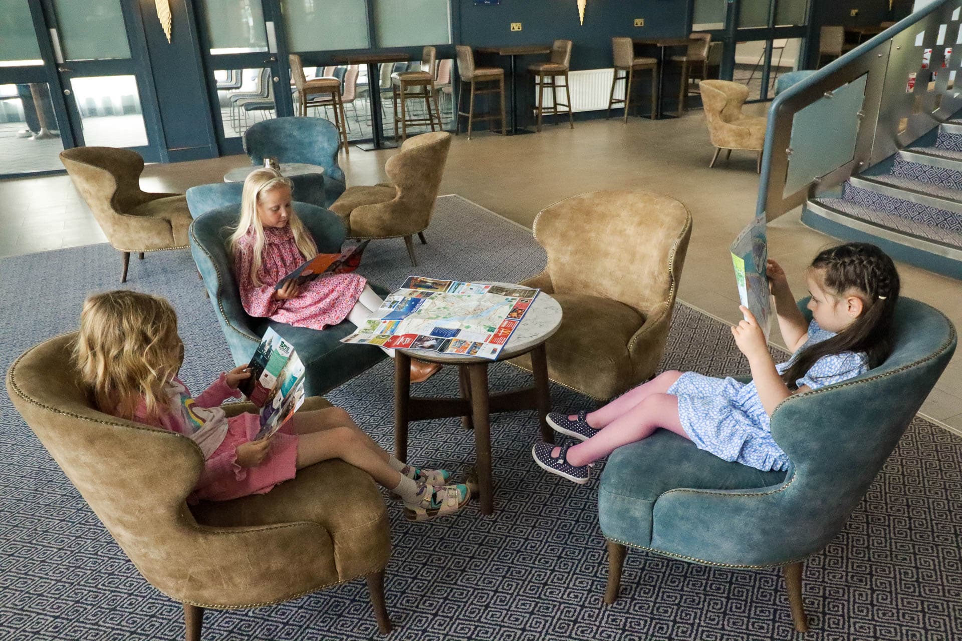 Children reading local maps in Viking Hotel Waterford reception