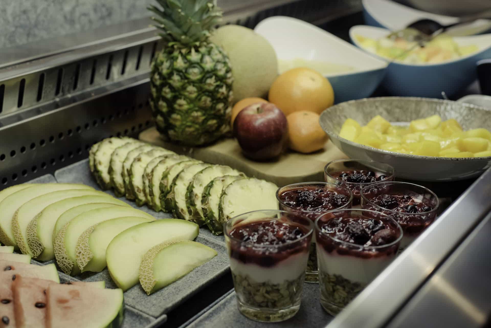 Viking Hotel Waterford The Wooden Pestle breakfast fruit set up in fridge