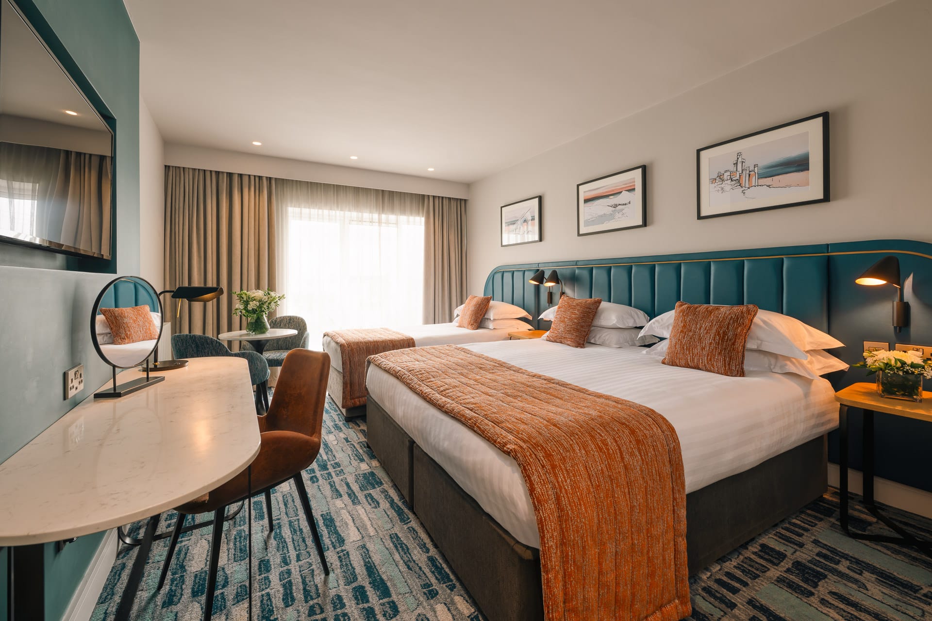 Another angle of a Superior twin bedroom with modern decor